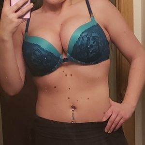 Victoria's Secret Blue Glitter Lace Bra 36C